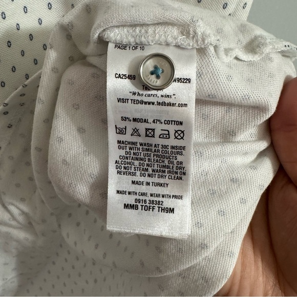 White and Black Patterned Polo Shirt - Picture 4 of 9